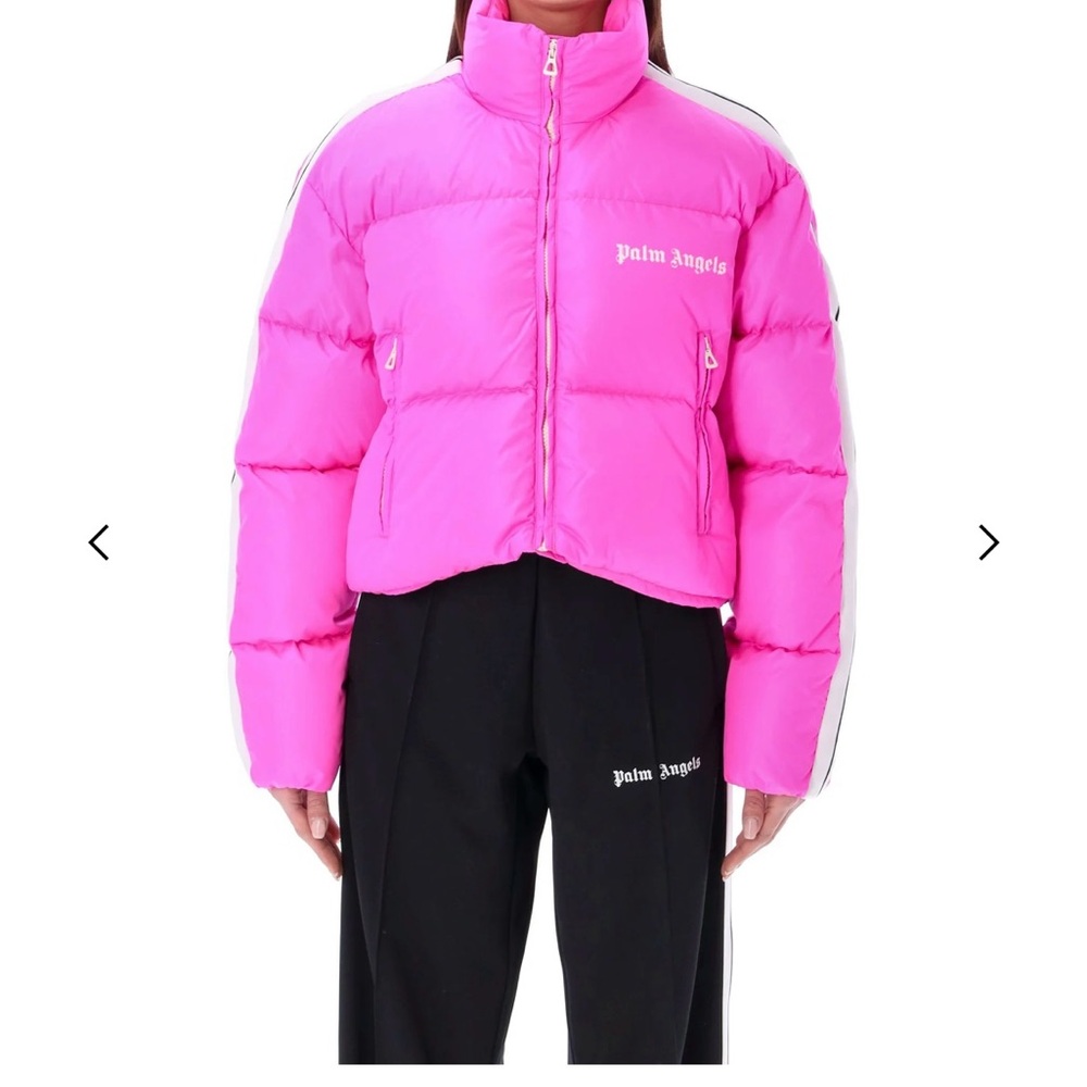 Palm Angels Logo Printed Cropped Track Down Jacket